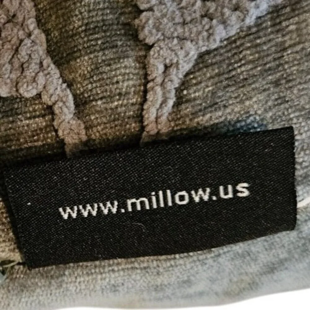 Vintage Velvet Throw Pillow MilliHome Olive Raised Leaf Embroidery 20